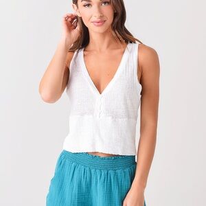 Stark X Linen Jacuard Crop Top sz S